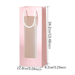 Sac cadeau pour fleurs avec poignée, sacs d'emballage pour vin avec fenêtre, sacs en papier pour emballer des fleurs pour la Saint-Valentin, un anniversaire, un mariage - Product Image 2