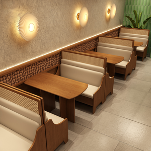 Canapé de <span class=keywords><strong>restaurant</strong></span> buffet d'hôtel personnalisé, canapé de <span class=keywords><strong>restaurant</strong></span> occidental, différents styles de canapé en rotin et en cuir, restauration rapide, café - Product Image 5