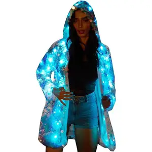 15 Color LED Sequin Flash Jacket Light UP Rave Creative Outer Coat Stage Costume Xmas Party Fancy Dress