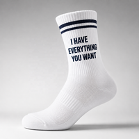 Chaussettes pour hommes en coton imprimé de marque de créateur personnalisées en gros, taille unique, haute élasticité, avec boîte cadeau