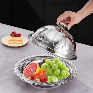 Plato de Acero Inoxidable con Tapa y Diseño de Frutas en Relieve Estilo Tailandés, Bandeja de Servicio para Restaurante, Recipiente Redondo, Diseño de Lujo Ligero - Product Image 5