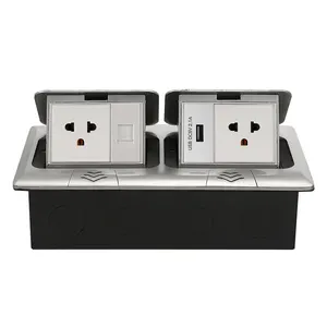 US Multi-function multimedia information box multiple American power sockets with hidden Thailand pop-up ground sockets