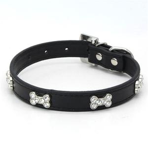 高級漫画ゴールド蝶ネクタイPUペットカラー6本ダイヤモンド骨デザイン絶妙なラインストーン環境に優しい犬の鎖-卸売大型 - Product Image 6