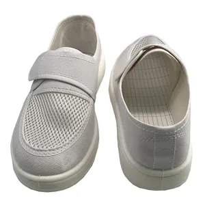 저렴한 가격 노동 세척 흰색 정전기 방지 PU 단독 캔버스 ESD 메쉬 클린 룸 신발