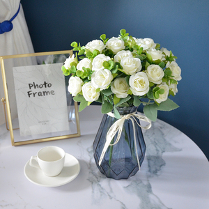 Flores de rosa de seda de alta calidad para ramo de boda ramo de rosas de Dólares artificiales nupciales - Product Image 6