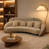 Canapé en velours courbé minimaliste italien, ensemble modulable en forme d'arc, pour salon de villa, salon de beauté, canapé de luxe ondulé en bois
