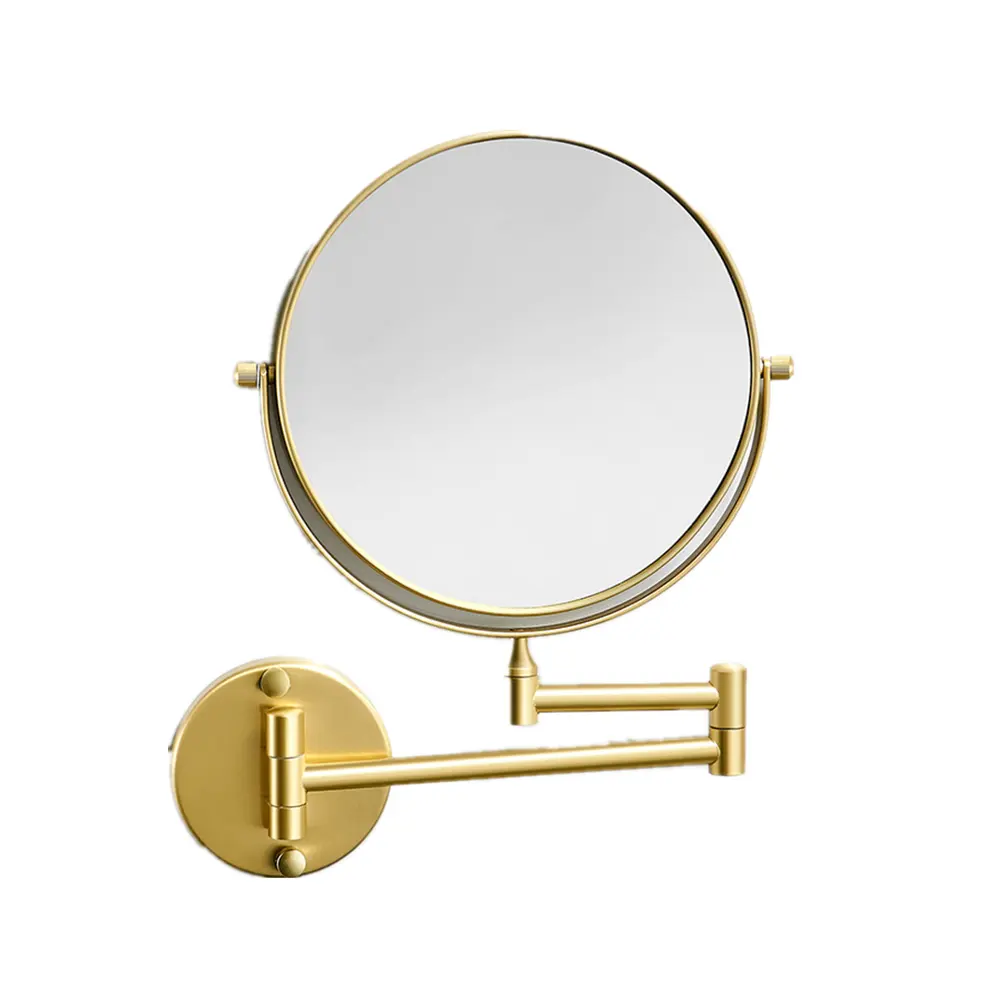 Espelho de aumento de maquiagem, espelho inoxidável de montagem na parede do banheiro com luz led