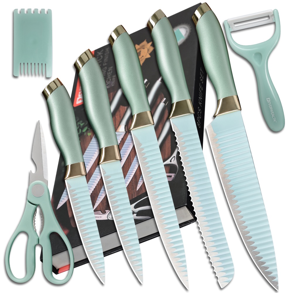 Оптовая продажа; Новинка; С антипригарным покрытием, авторская линия, 8 шт набор ножей из нержавеющей стали нож шеф-повара бытовые принадлежности набор кухонных ножей