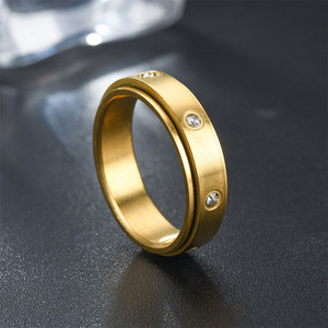 Or cristal soulagement de l'anxiété filature Couple anneaux pour les amoureux rotatif en acier inoxydable Fidget <span class=keywords><strong>Spinner</strong></span> anneau bijoux cadeaux - Product Image 2