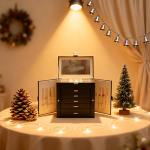 Estuche Cosmético de Gran Capacidad de Seis Capas, Caja de Joyería con Espejo, Regalo Navideño, Black Friday - Product Image 3