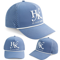 Gorra de 5 Paneles Unisex HN10 de Alta Calidad en Azul Polvoriento, con Cuerdas, Perforaciones Láser, Impermeable, de Secado Rápido, Personalizable con Bordado, para Actividades al Aire Libre