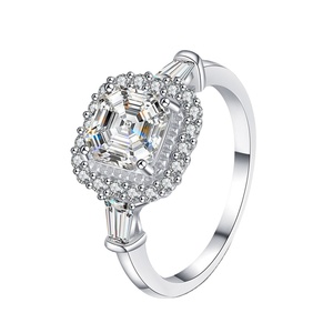 Bague de fiançailles et de mariage pour femme, 2 carats, halo, en argent S925, élément infini, bague scintillante pour <span class=keywords><strong>elle</strong></span> - Product Image 1