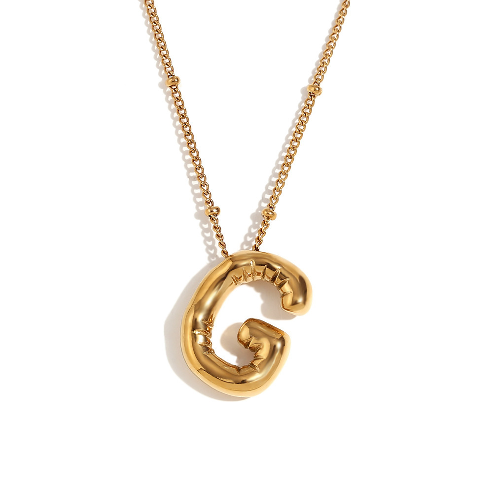 Party Balloon Letter Pendant Necklace - Gold -G