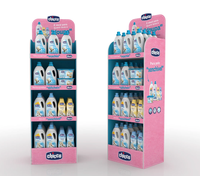 Présentoirs en carton pour shampoing et gel douche pour bébé Ray Custom, présentoirs pour sucettes bébé, présentoirs pour produits pour bébé POP