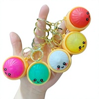 Porte-clés créatif viral en forme de boulette de riz lumineuse à bouton-poussoir, en PVC souple, anti-stress, breloque lumineuse