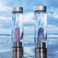 Bouteille d'Eau en Verre de Quartz à Pierres Précieuses de Guérison avec Cristal, Logo Personnalisé en Gros