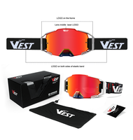 Lunettes de motocross MX avec sangle personnalisée, logo, lentille PC, protection UV 100%, système Roll-Off, déchirables, pour moto tout-terrain
