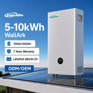 Système de stockage d'énergie domestique 5-10 kWh, batterie 51,2 V, moniteur intelligent Wi-Fi intégré, extensible, pour énergie solaire résidentielle, montage mural PST - Product Image 1