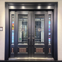 Porte d'entrée personnalisable en acier inoxydable pour villa de luxe, avec serrure intelligente antivol, isolation thermique et insonorisation, pour chambre et usage commercial