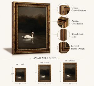 Stampa su Tela Vintage con Cigno Bianco in Cornice Dorata Stile Gotico, Campioni OEM ODM Pronti in Mezza Giornata - Product Image 2