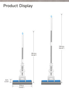 Serpillère éponge auto-essoreuse Realida avec manche extensible en acier inoxydable, auto-nettoyante et réutilisable pour le nettoyage des sols en mélamine - Product Image 6