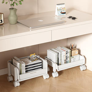 Estantería de Plástico de 3 Niveles para Debajo del Escritorio, Estante de Almacenamiento Móvil de Tres Niveles, Minimalista, con Ruedas - Product Image 4