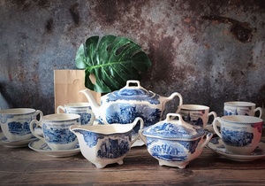 Service <span class=keywords><strong>de</strong></span> vaisselle en céramique bleue à prix réduit pour le château d'Angleterre <span class=keywords><strong>ancienne</strong></span> - Product Image 4