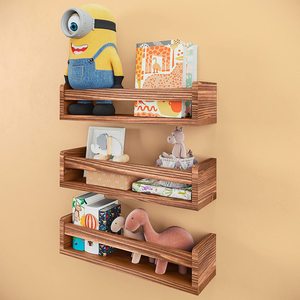 3 White Nursery Room <strong>Shelves</strong> - Solid Wood Ideal for Books, Toys and Decor (Whitewashed <strong>Grey</strong>) - Product Image 6