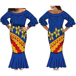 <span class=keywords><strong>Robe</strong></span> en queue de poisson à manches froufrous imprimée de fleurs hawaïennes en 1 quantité minimale de commande <span class=keywords><strong>Robe</strong></span> sirène <span class=keywords><strong>moulante</strong></span> décontractée pour femmes vêtements pour femmes de grande taille - Product Image 3