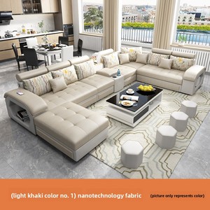 यू आकार कपड़े सोफे आधुनिक सरल धोने योग्य धोने योग्य सोफे सेट स्पंज कॉफी टेबल टीवी कैबिनेट पूर्ण फर्नीचर सेट - Product Image 5