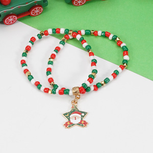 Pulsera de Cuentas con Colgante de Reno y Corazón, Joyería Festiva Unisex, Pulseras con Dijes de Moda, Feliz Navidad - Product Image 4