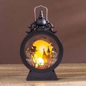 Creative Retro Style Halloween Decorations Table Ornaments LED Plastic Hand-held Wind Lamps Oil Lanterns