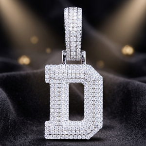 Collier chaîne avec pendentif lettre B en moissanite argentée, breloque lettre effet glaçon, bijou hip-hop, cadeau unisexe - Product Image 1