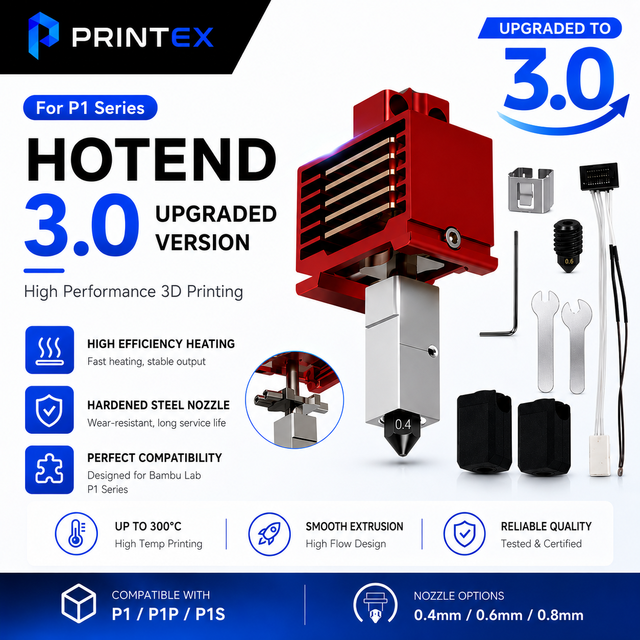 Bambu Lab X1/P1 Hotend Kit Upgrade P1P P1S X1C Thermistor Bimetal Throat Bambulab Hardened Steel Nozzle 3D Printer New
