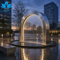 Fabricant professionnel de fontaines à rideau d'eau modernes, sur mesure, en métal, OEM ODM avec éclairage LED DMX512 pour la cour d'hôtel