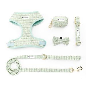 頑丈なカスタムツイード製調節可能なペットハーネス、高級犬用首輪とリードセット、犬用ハーネス（ノープル）、工場直販 - Product Image 2