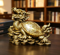 Statue de tortue dragon en cuivre, art chinois traditionnel, figurine de collection, décoration pour la maison ou le bureau, choix de cadeau