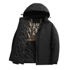 Autumn Winter Men's Long Loose Outdoor Mountaineering Windproof Warm Hooded <b>Fleece</b> <b>Jacket</b> <b>with</b> Bamboo Fiber and Polyester <b>Lining</b> - Product Image 4