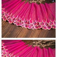Dentelle brodée en plumes de paon colorées, écologique, 20 cm de large, tissu doux, pour vêtements de maison, lingerie, accessoires de poupée 3D