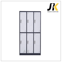 Casier en acier à 6 portes au design moderne, casier de gym multicouche durable en acier, casiers de rangement pour personnel avec serrure