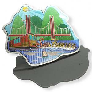 Aimants de réfrigérateur 3D personnalisés en aluminium avec impression Souvenir Dubaï San Francisco, en promotion - Product Image 1