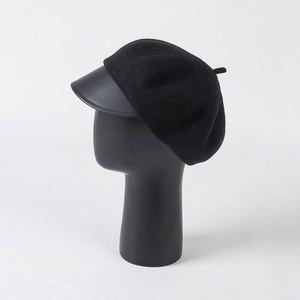 Autumn Winter Ladies Berets New Style Exquisite Wool Beret Character Fashion Warm Casual Beret with Leather Brim - Product Image 4