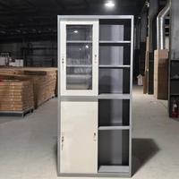Archivador de Acero para Oficina con Puerta Corredera, Estantes Ajustables en Altura, Gabinete con Cerradura para Documentos