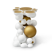 Table d'appoint Newton en aluminium laqué noir avec sphères plaquées or, design de tabouret moderne et polyvalent