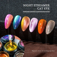 Vernis à Ongles Cat Eye Nuit Scintillante 8 ml, Vernis Gel Magnétique Effet Œil de Chat Flash Couleur Nude Semi-Permanent Soak Off