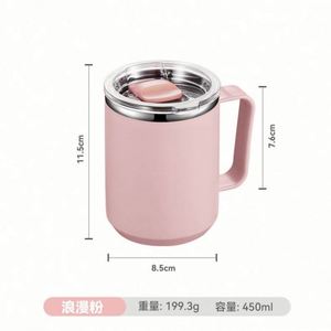 Vente en gros usine – Tasse à café isotherme double paroi en acier inoxydable 304 de 450 ml (15 oz) avec couvercle à couvercle coulissant et poignée, couleur personnalisable - Product Image 3