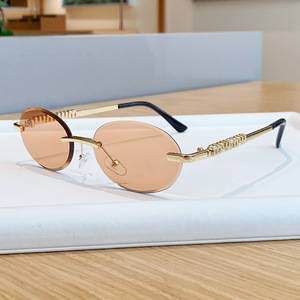 Oval Frameless <b>Sunglasses</b> UV400 Type 3 Sunshades PC Lens Women Lightweight Fashion Eyewear - Product Image 4