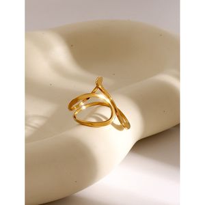 Anillo de Acero Inoxidable con Baño de Oro de 18k, Línea Suave, Abertura Irregular, Diseño Único y Exclusivo, Titanio - Product Image 3