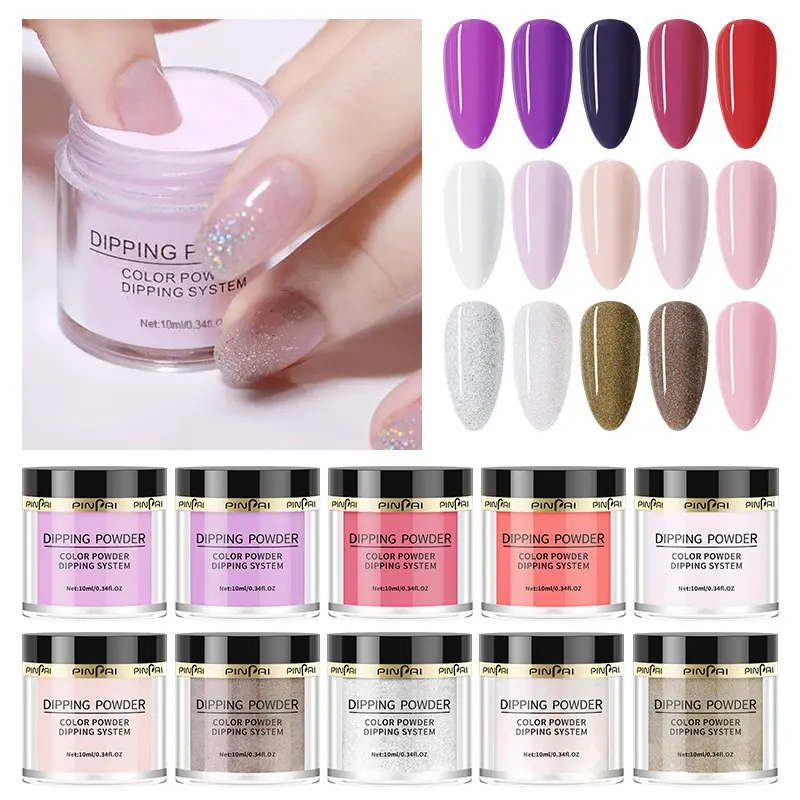 Nuovo stile Manicure Multi colori immersione in polvere pigmento per unghie Glitter in polvere