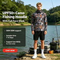 Maillot de pêche à capuche camouflage UPF50 en soie glacée pour homme, protection intégrale du visage, séchage rapide, manches longues, protection solaire, pêche au bar, OEM ODM, faible MOQ